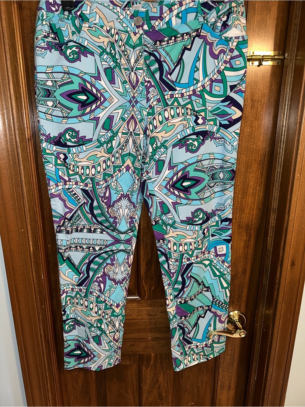 Chico's Teal, Turquoise & Purple Printed Pants